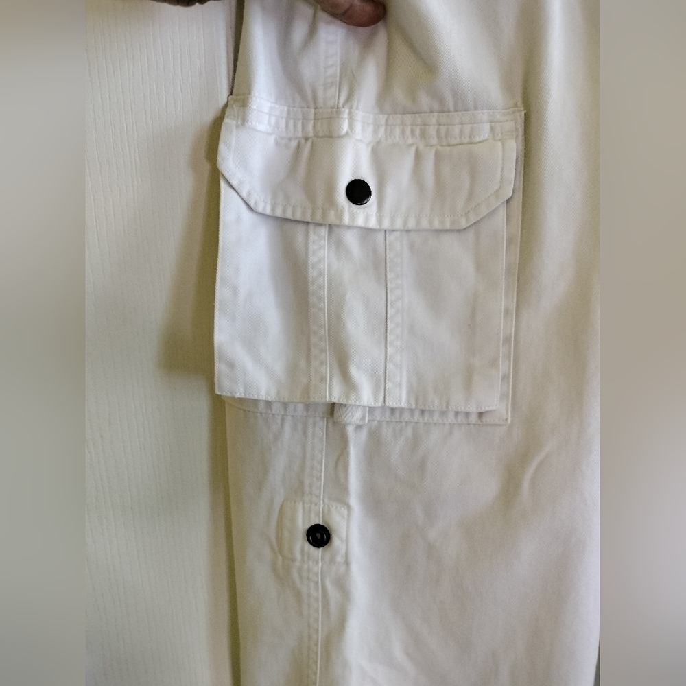 Newport News White Cottagecore Wide-Leg Versatile Cargo Pants - Picture 6 of 14